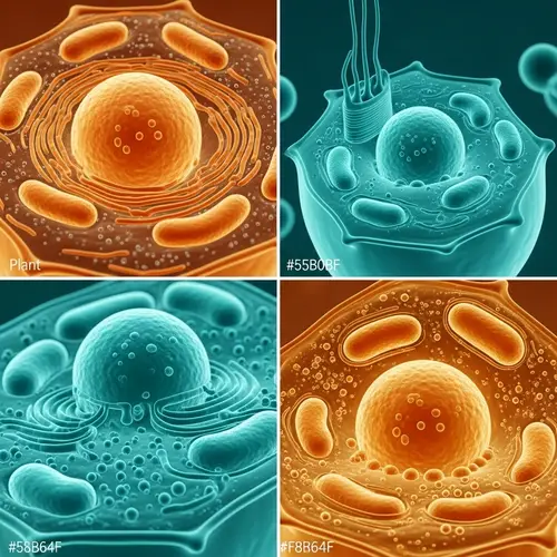 Vivid Plant and Animal Cells: Intricate Detail in Colorful Palette