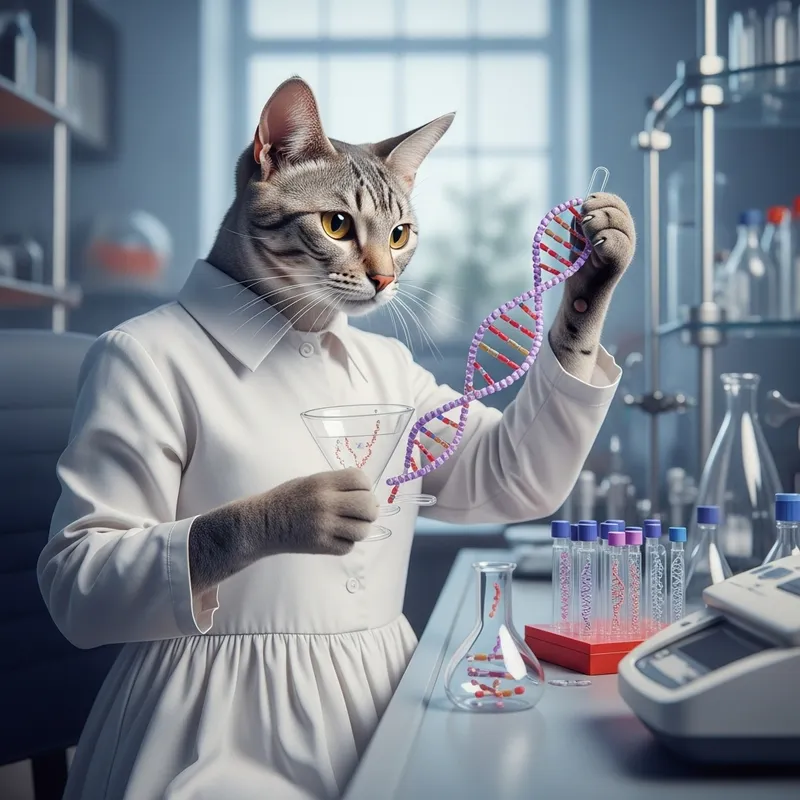 Beautiful Cat Scientist Conducting DNA Experiments in Lab Beautiful Cat Scientist Conducting DNA Experiments in Lab