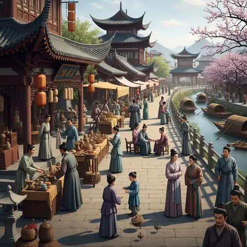 Ancient Chinese Civilization: Traditional Architecture and Daily Life Scenes