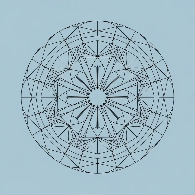 Simplified Geometric Mandala Design in Black and Blue