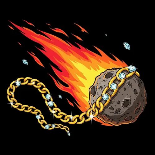 Cartoon Asteroid with Blazing Rap Chain | Unique Space Illustration