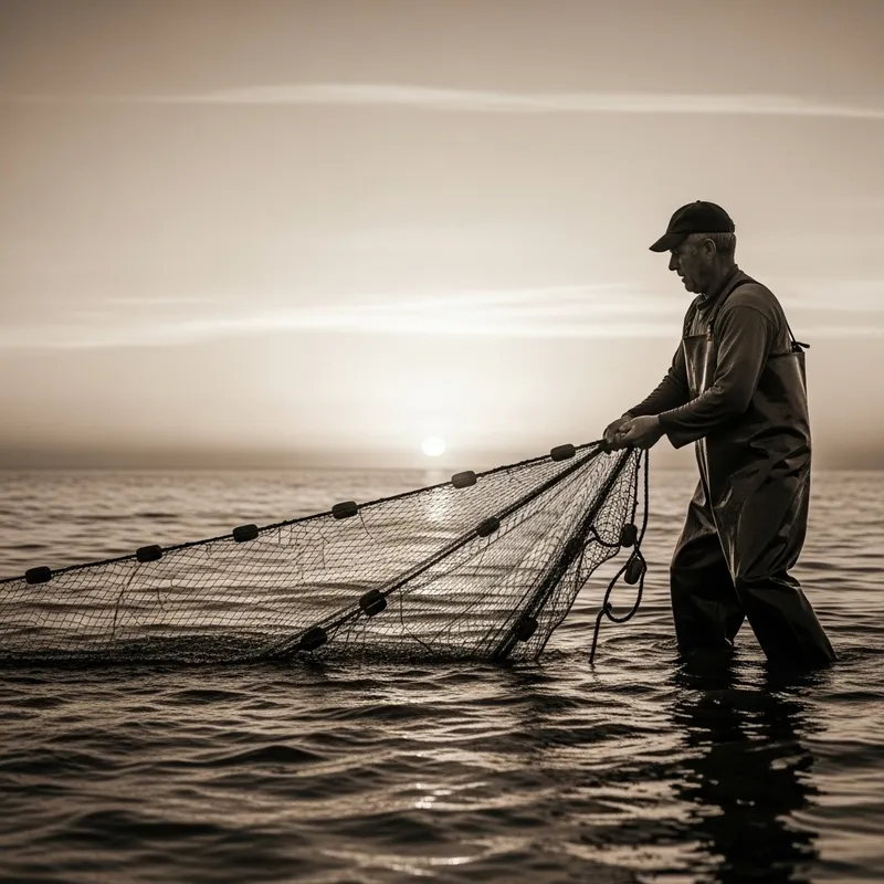 Vintage Fishermen Hauling Fishnet from Sea | Nostalgic Image Vintage Fishermen Hauling Fishnet from Sea | Nostalgic Image