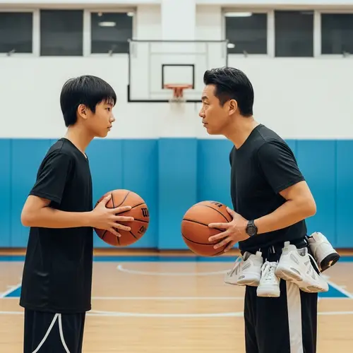 Intense East Asian Basketball Showdown: Man vs Boy