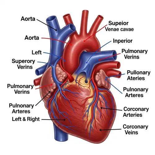 Detailed Human Heart Vessels Anatomy | Medical Illustration