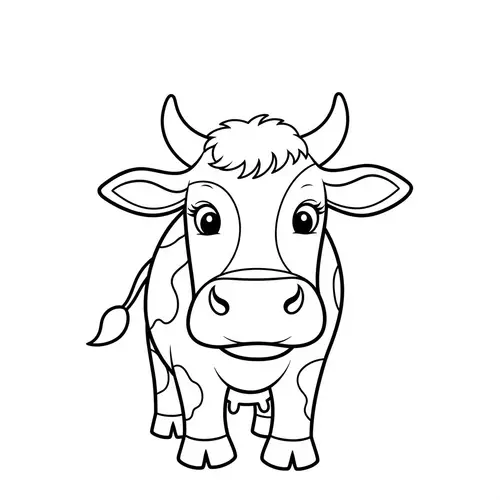 Adorable Cow Line Art for 1-Year-Olds to Color