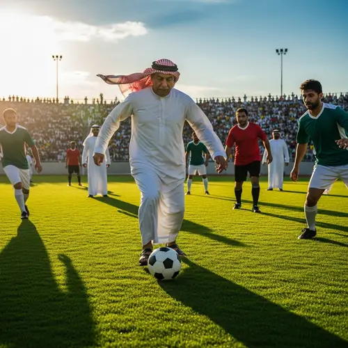Senior Middle-Eastern Man Playing Football | Exciting Match Scene