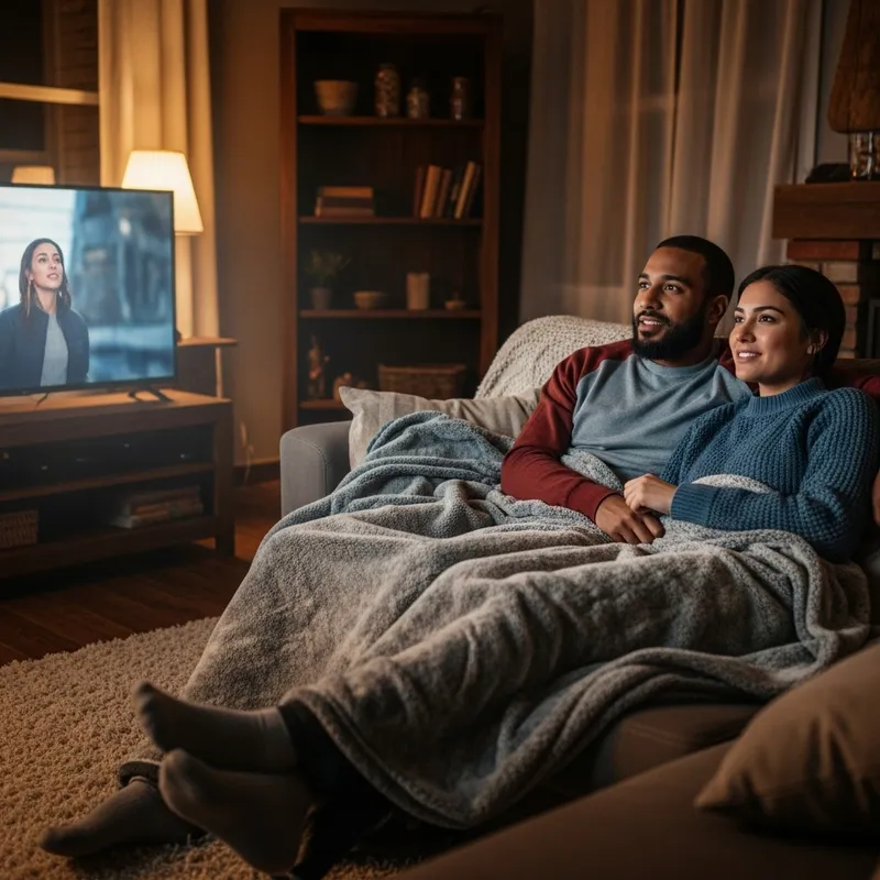 Cozy Movie Night with Multicultural Couple Cozy Movie Night with Multicultural Couple