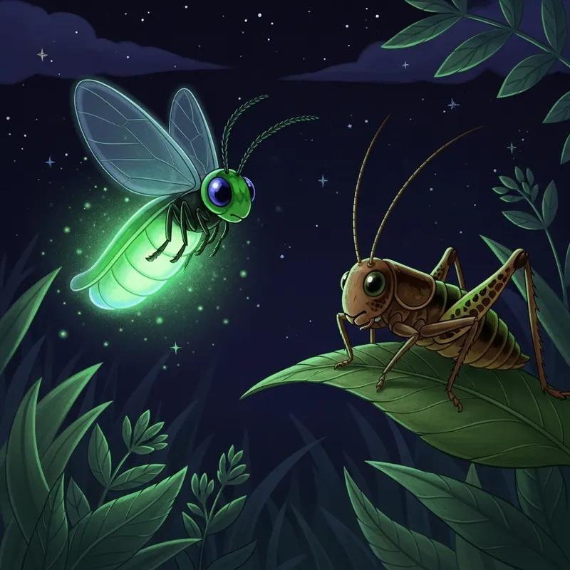 Enchanting Firefly and Cricket in Nighttime Scene