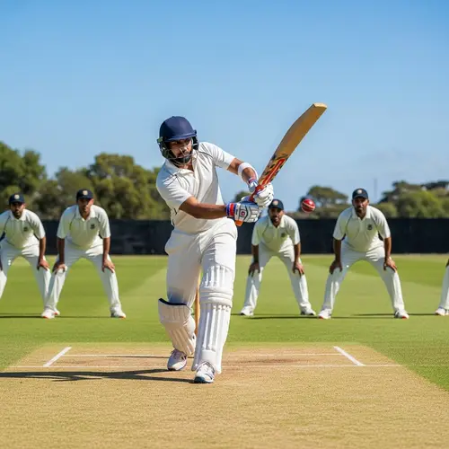 Dynamic South Asian Cricket Batsman in Action