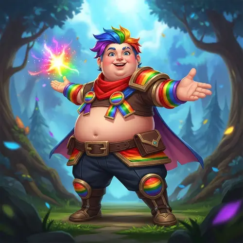 Rainbow Gay Fantasy Character Sparking Magic Adventure