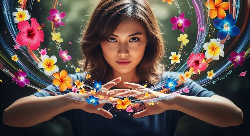 Mysterious Girl with Brown Hair | Magical Floral Aura Mysterious Girl with Brown Hair | Magical Floral Aura