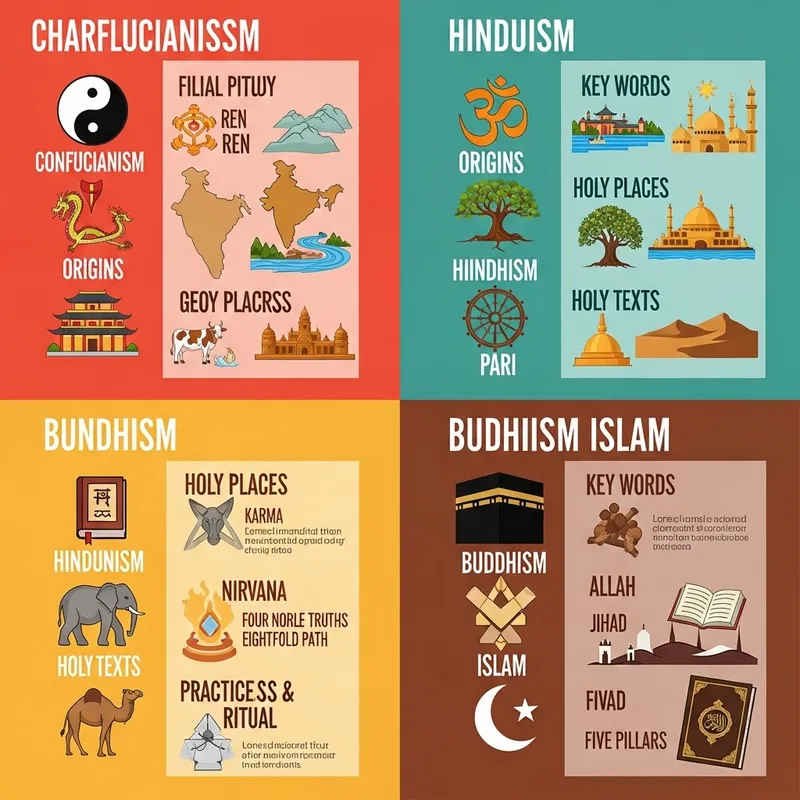 Comparing Confucianism, Hinduism, Buddhism & Islam | Key Aspects & Influence in Southeast Asia