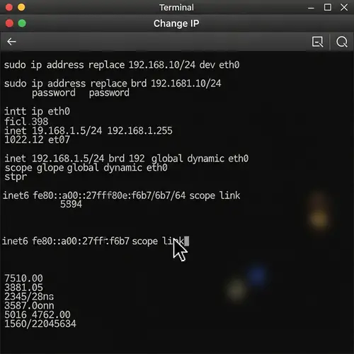 Linux Terminal: Executing 'Change IP' Command