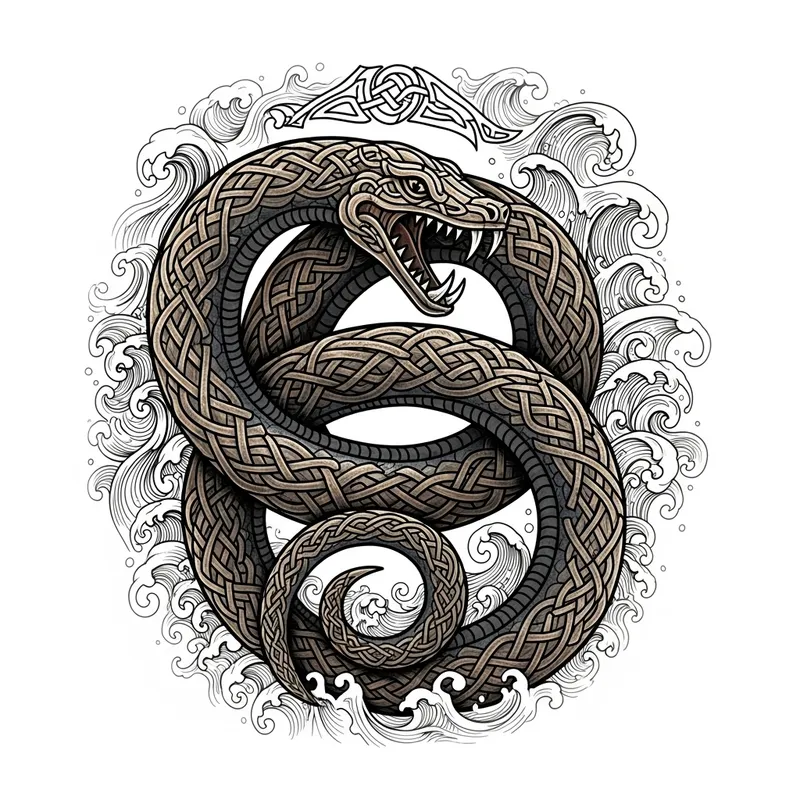 Jörmungandr Tattoo Design | Viking Art Style Jörmungandr Tattoo Design | Viking Art Style