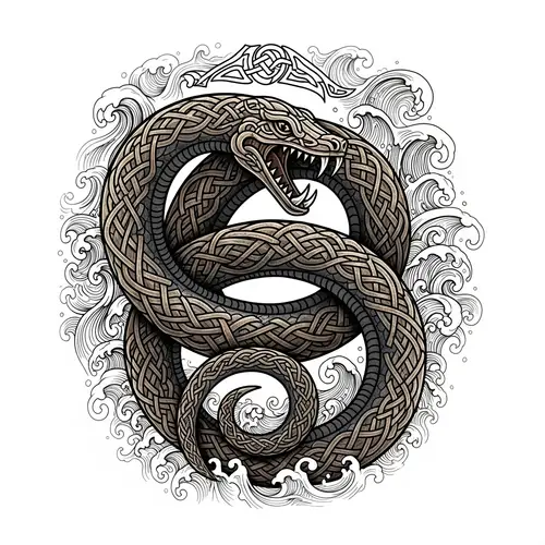 Viking Mythical Creature Tattoo Design | Jörmungandr Art