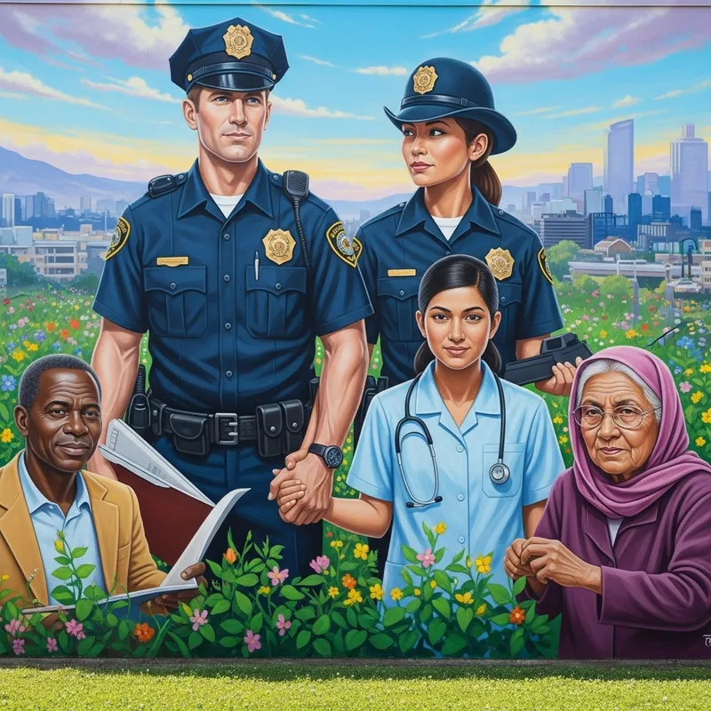 Police and Community Partnership Mural Inspiring Safety & Progress