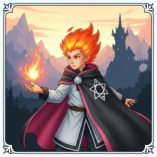Young Fire Wizard Icon for Fantasy Enthusiasts