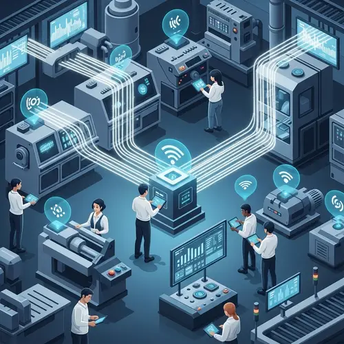 Industrial IoT Setup Illustration: Future Tech in Manufacturing