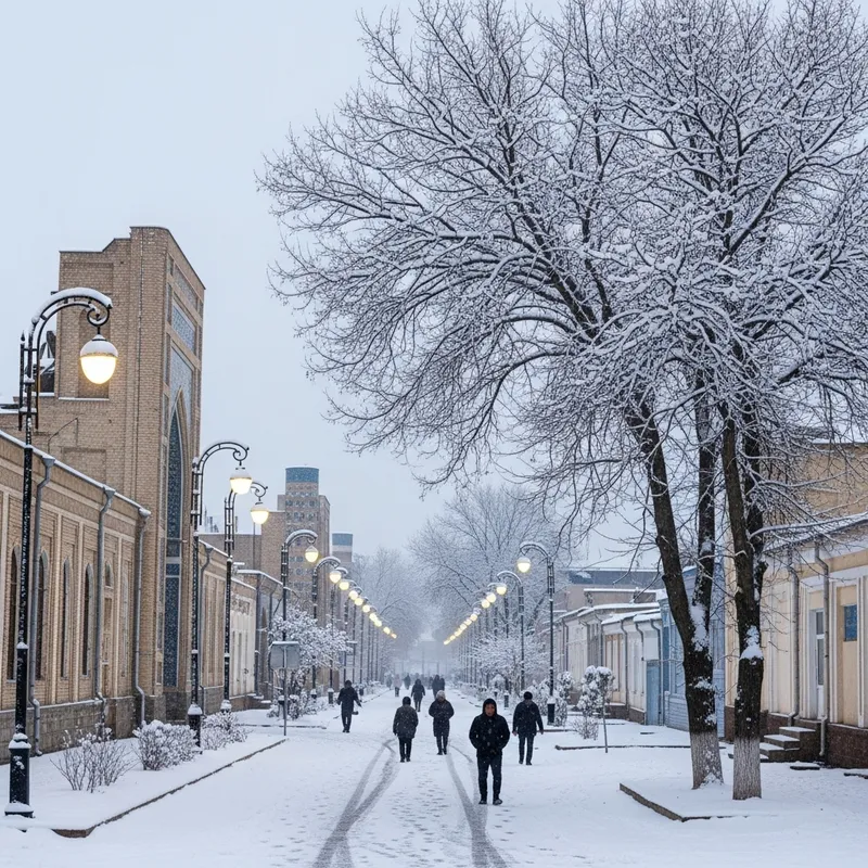 Zarafshan City in Uzbekistan During Winter Season