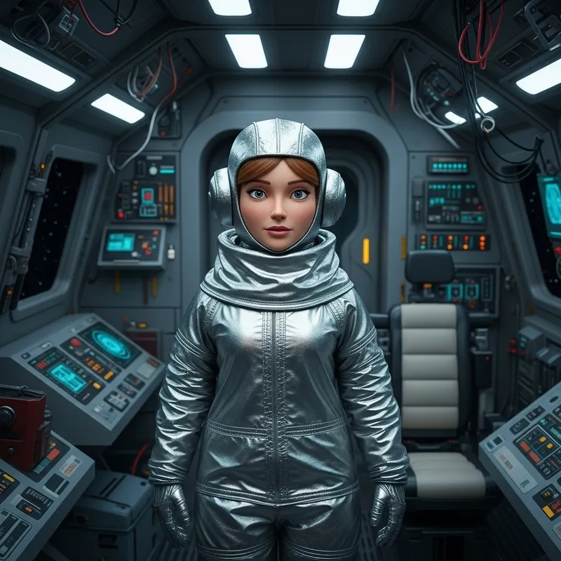 Kate McCrae in a Sci-Fi Silver Suit
