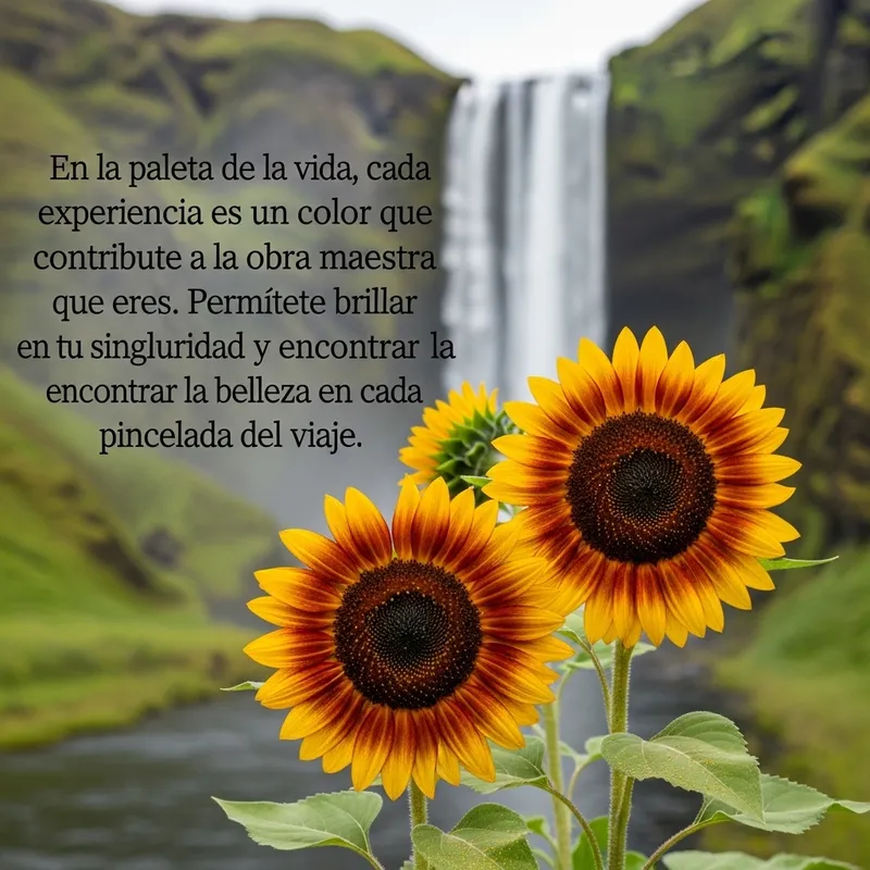 Sunflowers & Waterfall: A Nature's Masterpiece