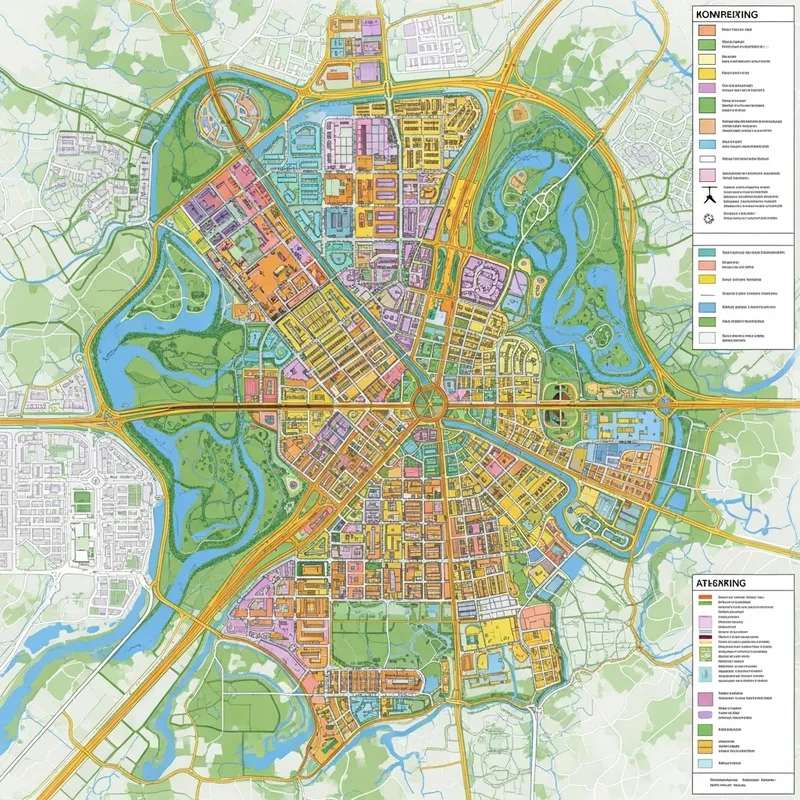 City Zone Urban Planning Map: Residential, Commercial, Parks & Infrastructure