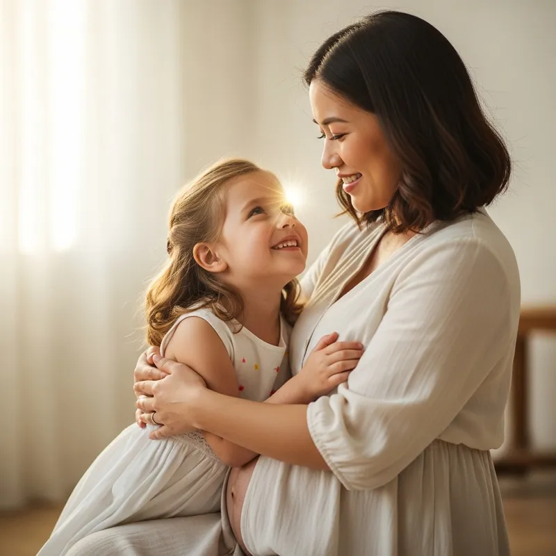 Mother Embracing Pregnant Daughter: Symbol of New Life