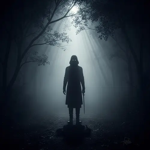Chiaroscuro Art: Mysterious Figure in Shadows