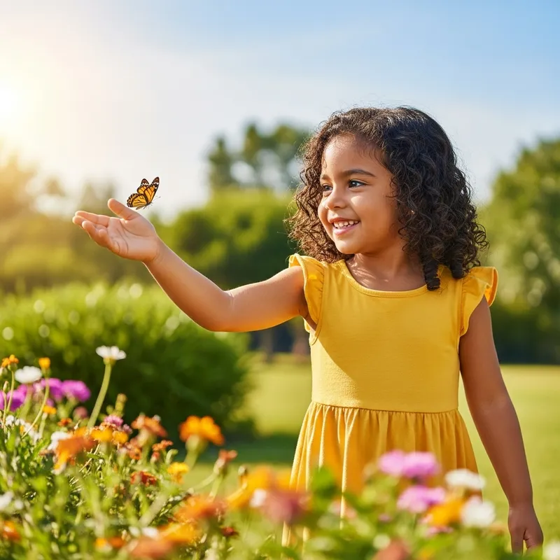 Smiling Hispanic Girl in Bright Outfit