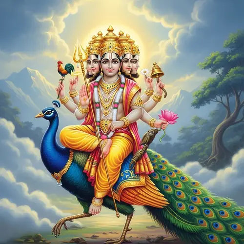 Lord Subramanya on Peacock: Divine & Blissful Appearance