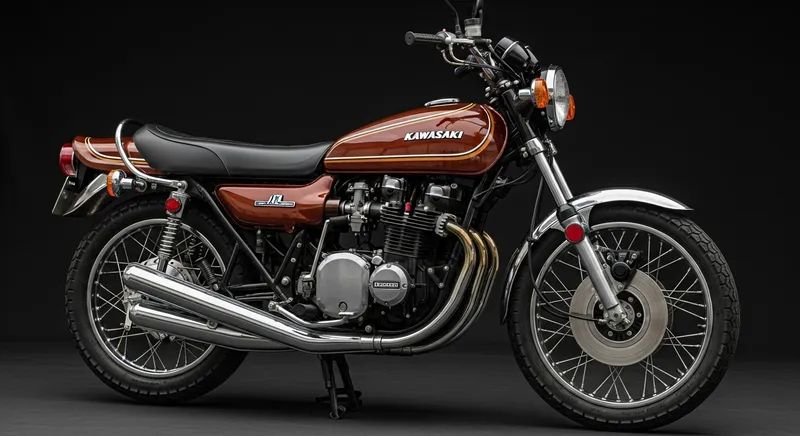 1970 Kawasaki Z1 Vintage Motorcycle with Signature Black Background