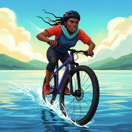 Adventure Sports Photography: Bicycle Stunt on Calm Lake