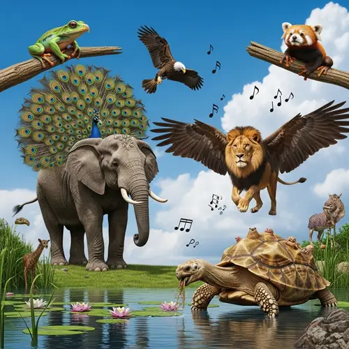 Fantastical Hybrid Animals: Elephant, Lion, Frog, Tortoise