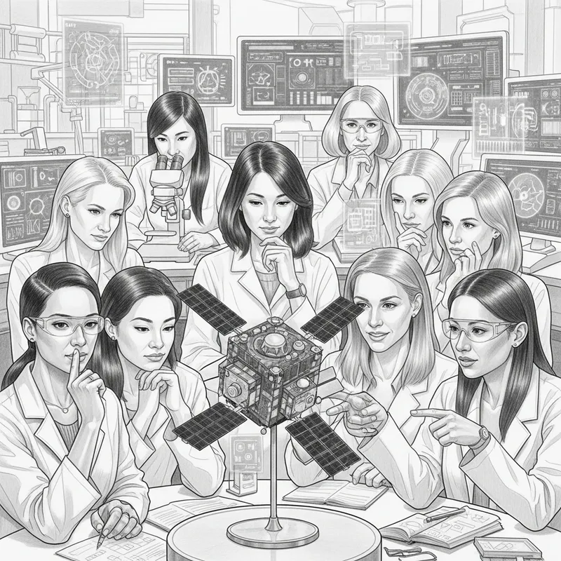 Pencil Drawing of Diverse Women Astronomers by Mars Reconnaissance Orbiter