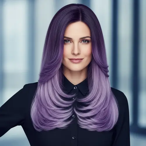 Confident Woman with Ombre Purple Straight Hair | UniqueBeauty