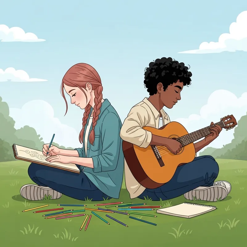 Artistic Duo: Creating & Strumming in Nature