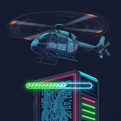 Boost Computer Speed with Futuristic Helicopter Rotor Symbolism
