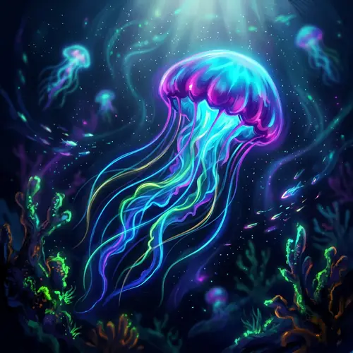 Glowing Jellyfish: A Neon Underwater Fantasy