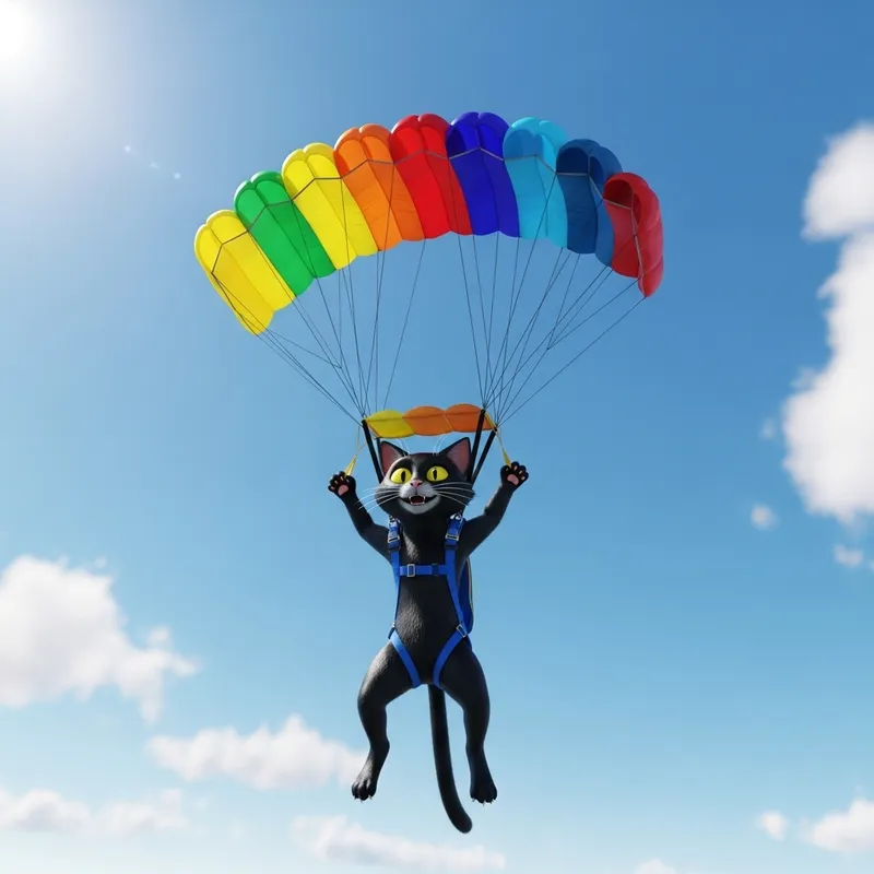 Cat Parachuting - Daring and Exciting Adventure