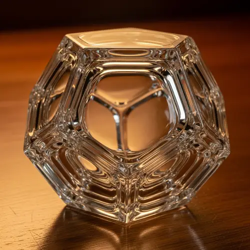 Intricately Designed Glass Icosahedron Shape