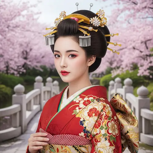 Stunning Japanese Woman in Traditional Kimono