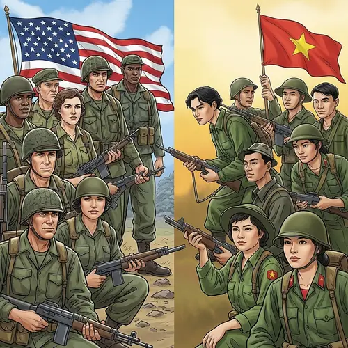 Historical United States vs. Vietnam War Illustration