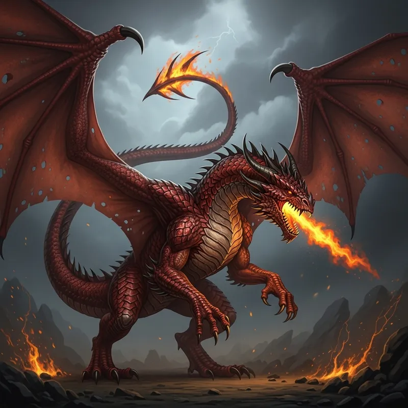 Hideous Red Dragon: Pencil Drawing