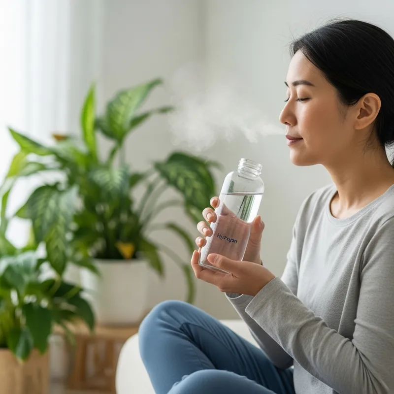 Inhaling Hydrogen Water | Asian Person Improving Health