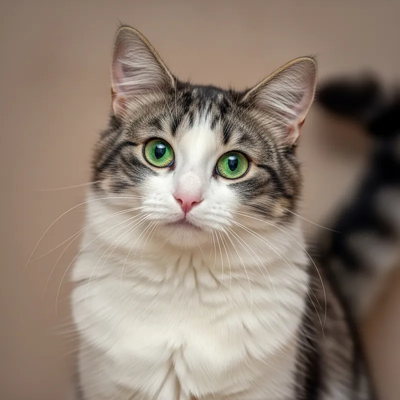 Adorable Domestic Cat with Beautiful Green Eyes