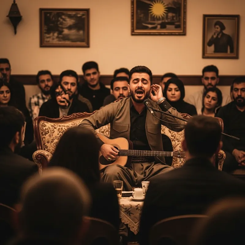Captivating Kurdish Folk Singer in Vintage Sepia Room Captivating Kurdish Folk Singer in Vintage Sepia Room