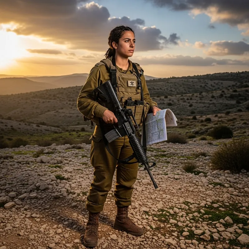 Israeli Female Soldier with Braided Hair