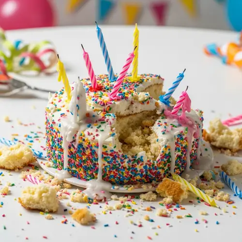Festive Cake with Candles - Squashed and Disarrayed