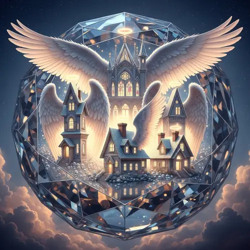 Angel Houses in Magnificent Sphere | Divine Glow Illustration