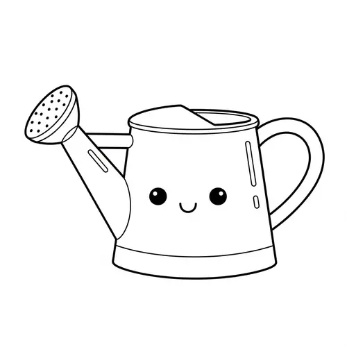 Cute Watering Can Coloring Page for Kids